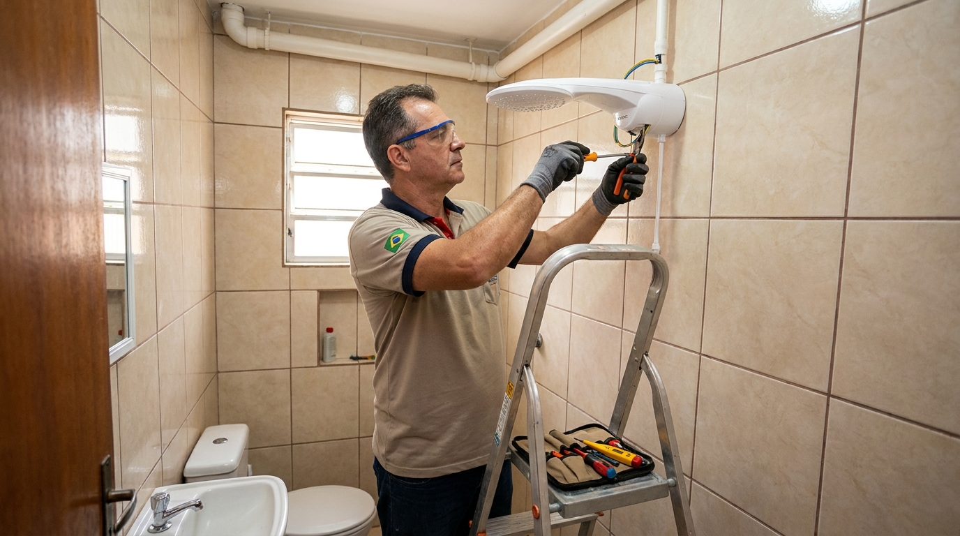 Substituição de Chuveiro Antigo em Indaiatuba‑SP